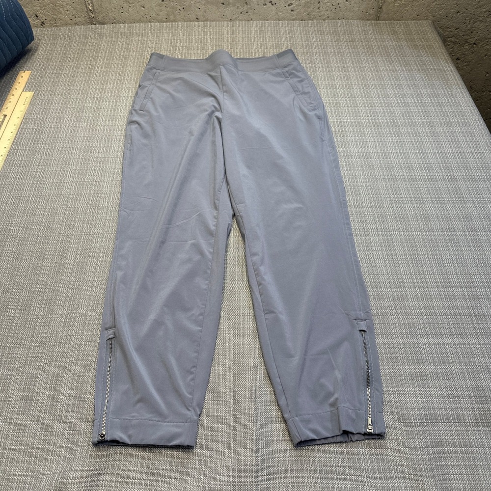 Athleta Gray Ankle Zip Joggers Athletic Pants Size 10 Active Travel Comfort